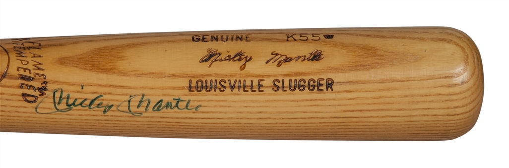 Mickey Mantle Signed Louisville Slugger K55 Model Bat (JSA LOA)